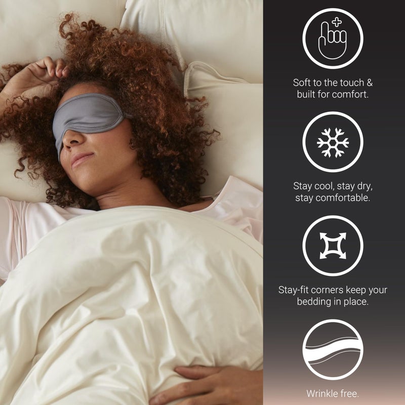 SHEEX - Original Performance Sheets Set (Queen) Bright White - Cooling Sheets - Moisture Wicking - 1 Flat Cooling Sheet, 1 Fitted Cooling Sheet, 2 Pillow Covers - Wrinkle Free - Sleep Aid - Image 2